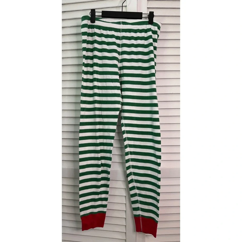 Hanna Andersson Adult Size L Green & White Striped Organic Cotton Pajama Set